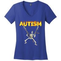 Autism Skeleton Meme Funny Gift Women's V-Neck T-Shirt