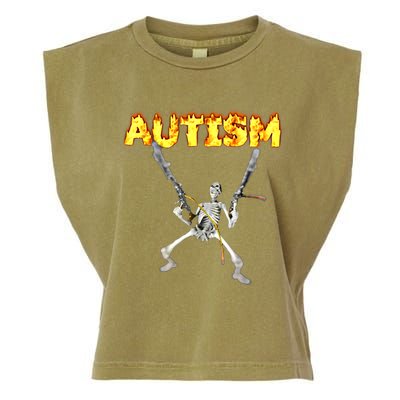 Autism Skeleton Meme Funny Gift Garment-Dyed Women's Muscle Tee