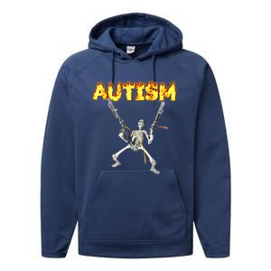 Autism Skeleton Meme Funny Gift Performance Fleece Hoodie