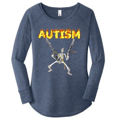 Autism Skeleton Meme Funny Gift Women's Perfect Tri Tunic Long Sleeve Shirt