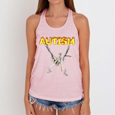 Autism Skeleton Meme Funny Gift Women's Knotted Racerback Tank