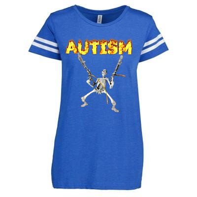 Autism Skeleton Meme Funny Gift Enza Ladies Jersey Football T-Shirt