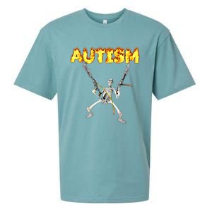 Autism Skeleton Meme Funny Gift Sueded Cloud Jersey T-Shirt