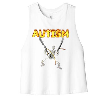 Autism Skeleton Meme Funny Gift Women's Racerback Cropped Tank