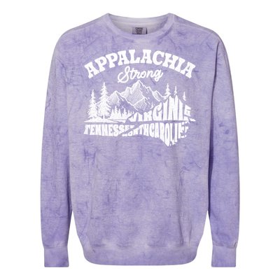 Appalachia Strong Mountain Outdoors Hiking Nc Design Colorblast Crewneck Sweatshirt