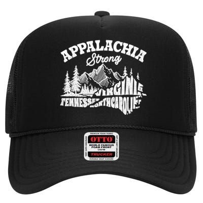 Appalachia Strong Mountain Outdoors Hiking Nc Design High Crown Mesh Back Trucker Hat