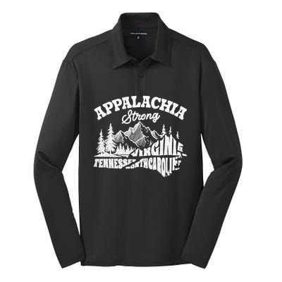 Appalachia Strong Mountain Outdoors Hiking Nc Design Silk Touch Performance Long Sleeve Polo