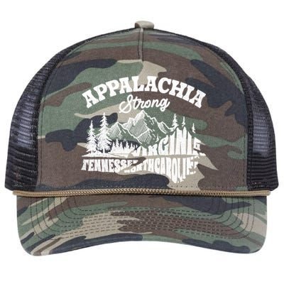 Appalachia Strong Mountain Outdoors Hiking Nc Design Retro Rope Trucker Hat Cap