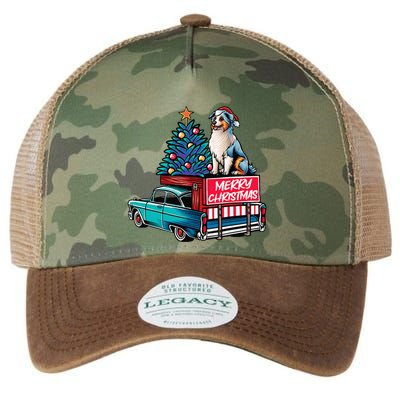 Australian Shepherd Merry Christmas Truck Christmas Tree Legacy Tie Dye Trucker Hat