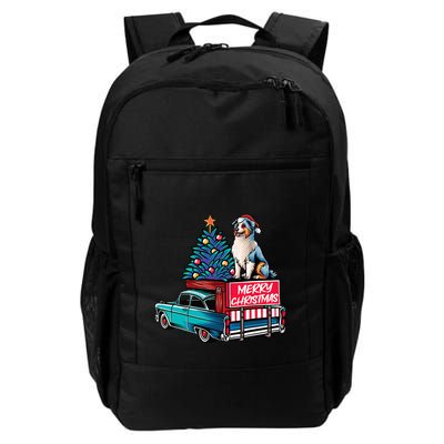 Australian Shepherd Merry Christmas Truck Christmas Tree Backpack