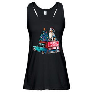 Australian Shepherd Merry Christmas Truck Christmas Tree Ladies Essential Flowy Tank