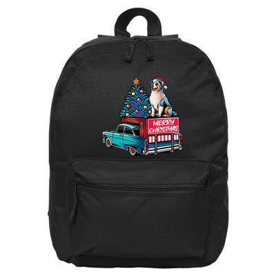 Australian Shepherd Merry Christmas Truck Christmas Tree 16 in Basic Backpack