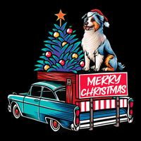 Australian Shepherd Merry Christmas Truck Christmas Tree 16 in Basic Backpack