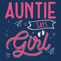 Auntie Says Matching Family Team Gender Reveal 7 Panel Mesh Trucker Snapback Hat