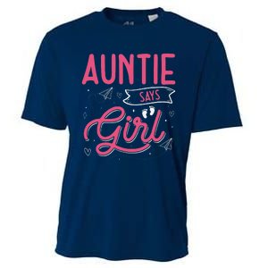 Auntie Says Matching Family Team Gender Reveal Cooling Performance Crew T-Shirt