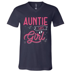 Auntie Says Matching Family Team Gender Reveal V-Neck T-Shirt