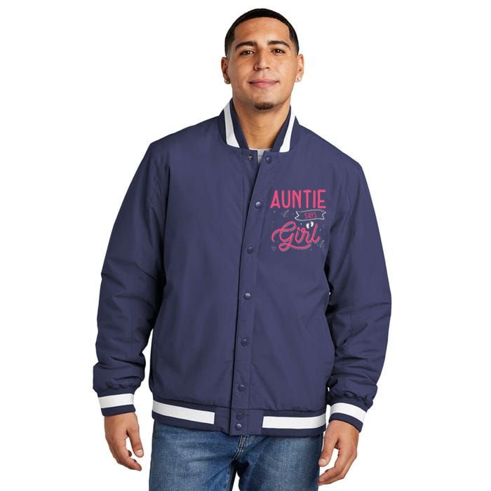 Auntie Says Matching Family Team Gender Reveal Insulated Varsity Jacket