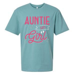 Auntie Says Matching Family Team Gender Reveal Sueded Cloud Jersey T-Shirt