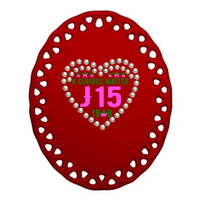 A Serious Matter J15 Founder's Day Pink And Green AKA Ceramic Oval Ornament