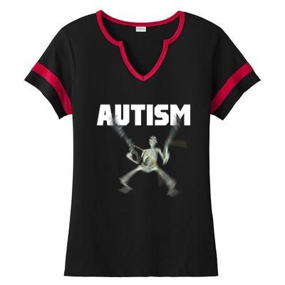 Autism Skeleton Meme Ladies Halftime Notch Neck Tee