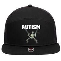 Autism Skeleton Meme 7 Panel Mesh Trucker Snapback Hat