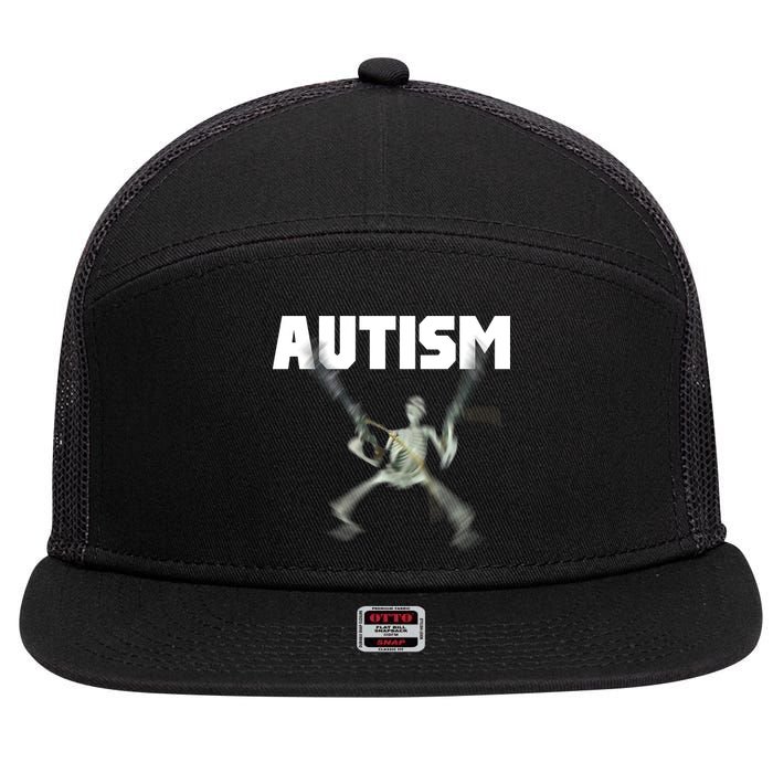 Autism Skeleton Meme 7 Panel Mesh Trucker Snapback Hat