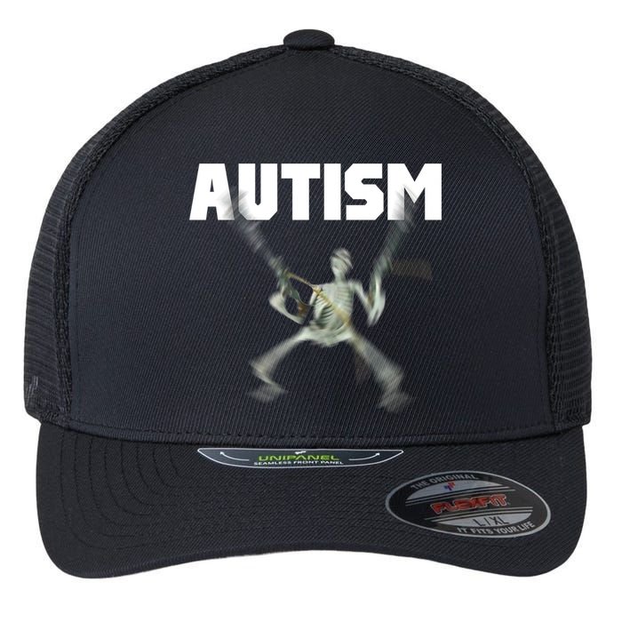 Autism Skeleton Meme Flexfit Unipanel Trucker Cap