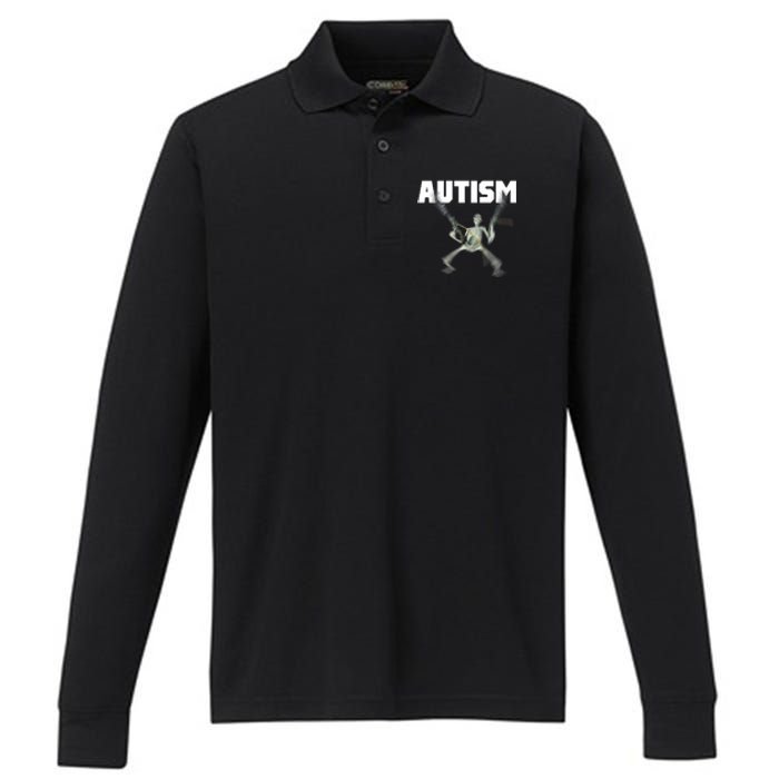 Autism Skeleton Meme Performance Long Sleeve Polo