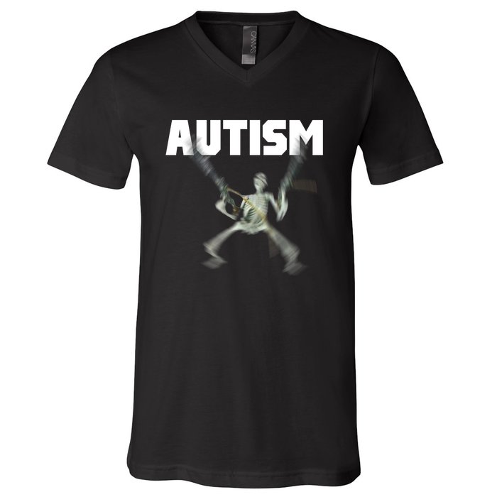 Autism Skeleton Meme V-Neck T-Shirt