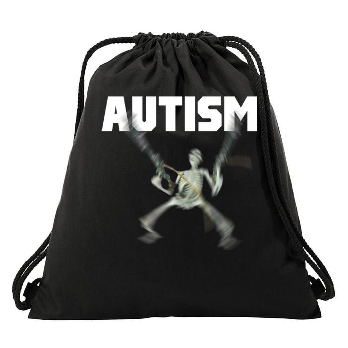 Autism Skeleton Meme Drawstring Bag