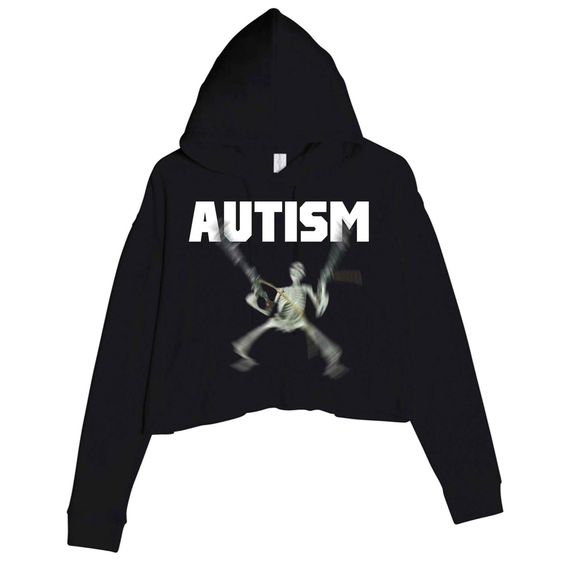 Autism Skeleton Meme Crop Fleece Hoodie