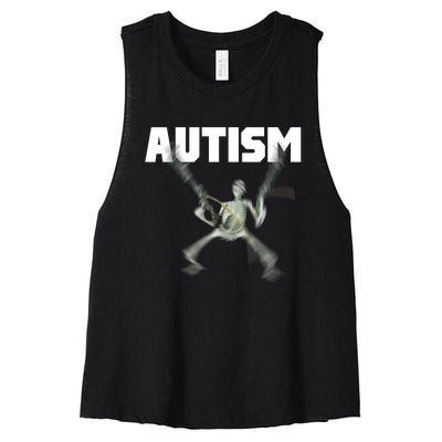 Autism Skeleton Meme Women's Racerback Cropped Tank