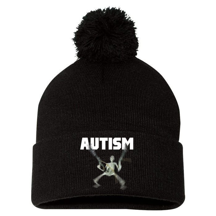 Autism Skeleton Meme Pom Pom 12in Knit Beanie