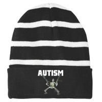 Autism Skeleton Meme Striped Beanie with Solid Band