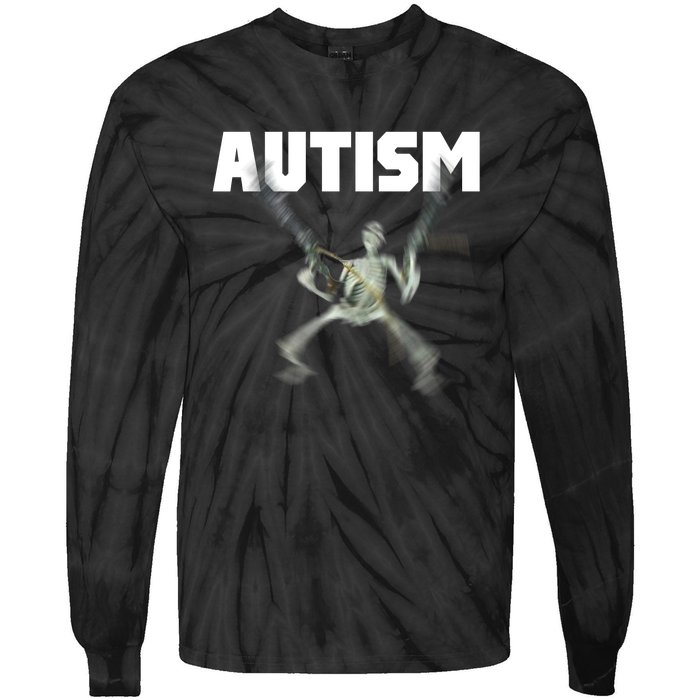 Autism Skeleton Meme Tie-Dye Long Sleeve Shirt