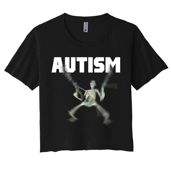 Autism Skeleton Meme Women's Crop Top Tee