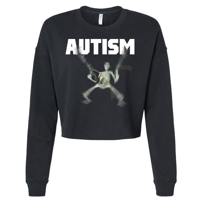 Autism Skeleton Meme Cropped Pullover Crew