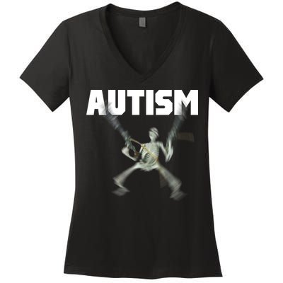 Autism Skeleton Meme Women's V-Neck T-Shirt