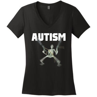 Autism Skeleton Meme Women's V-Neck T-Shirt