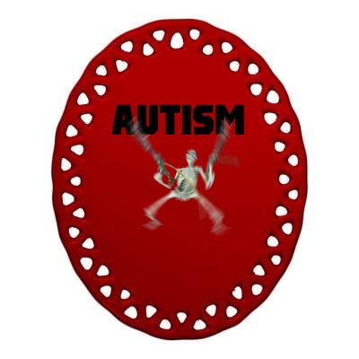 Autism Skeleton Meme Ceramic Oval Ornament