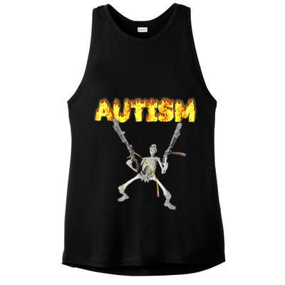 Autism Skeleton Meme Funny Ladies PosiCharge Tri-Blend Wicking Tank
