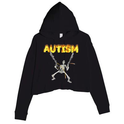 Autism Skeleton Meme Funny Crop Fleece Hoodie