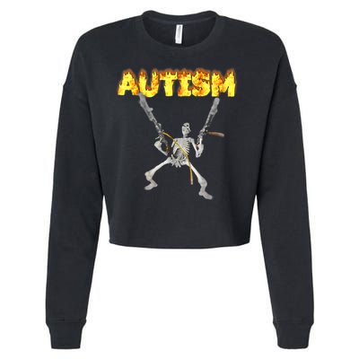 Autism Skeleton Meme Funny Cropped Pullover Crew