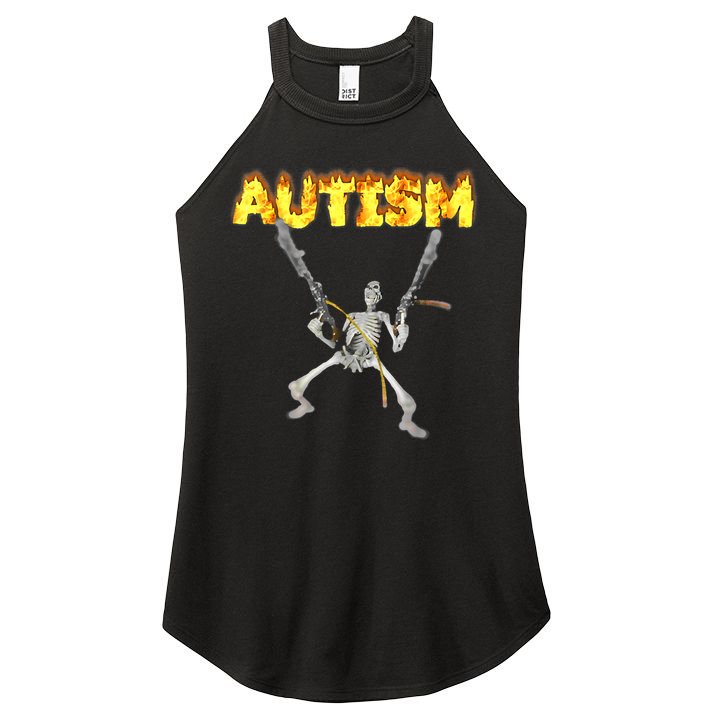 Autism Skeleton Meme Funny Women's Perfect Tri Rocker Tank