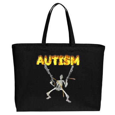 Autism Skeleton Meme Funny Cotton Canvas Jumbo Tote