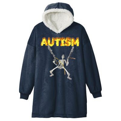 Autism Skeleton Meme Funny Hooded Wearable Blanket