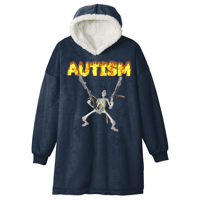Autism Skeleton Meme Funny Hooded Wearable Blanket