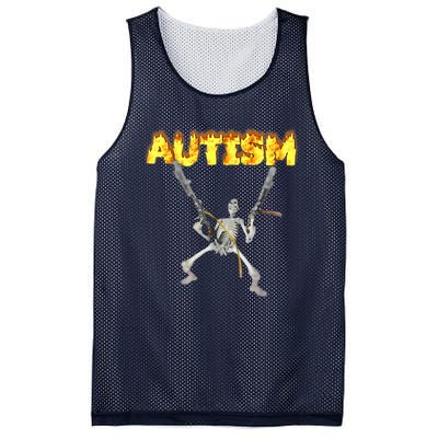 Autism Skeleton Meme Funny Mesh Reversible Basketball Jersey Tank