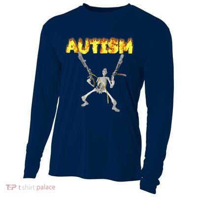 Autism Skeleton Meme Funny Cooling Performance Long Sleeve Crew