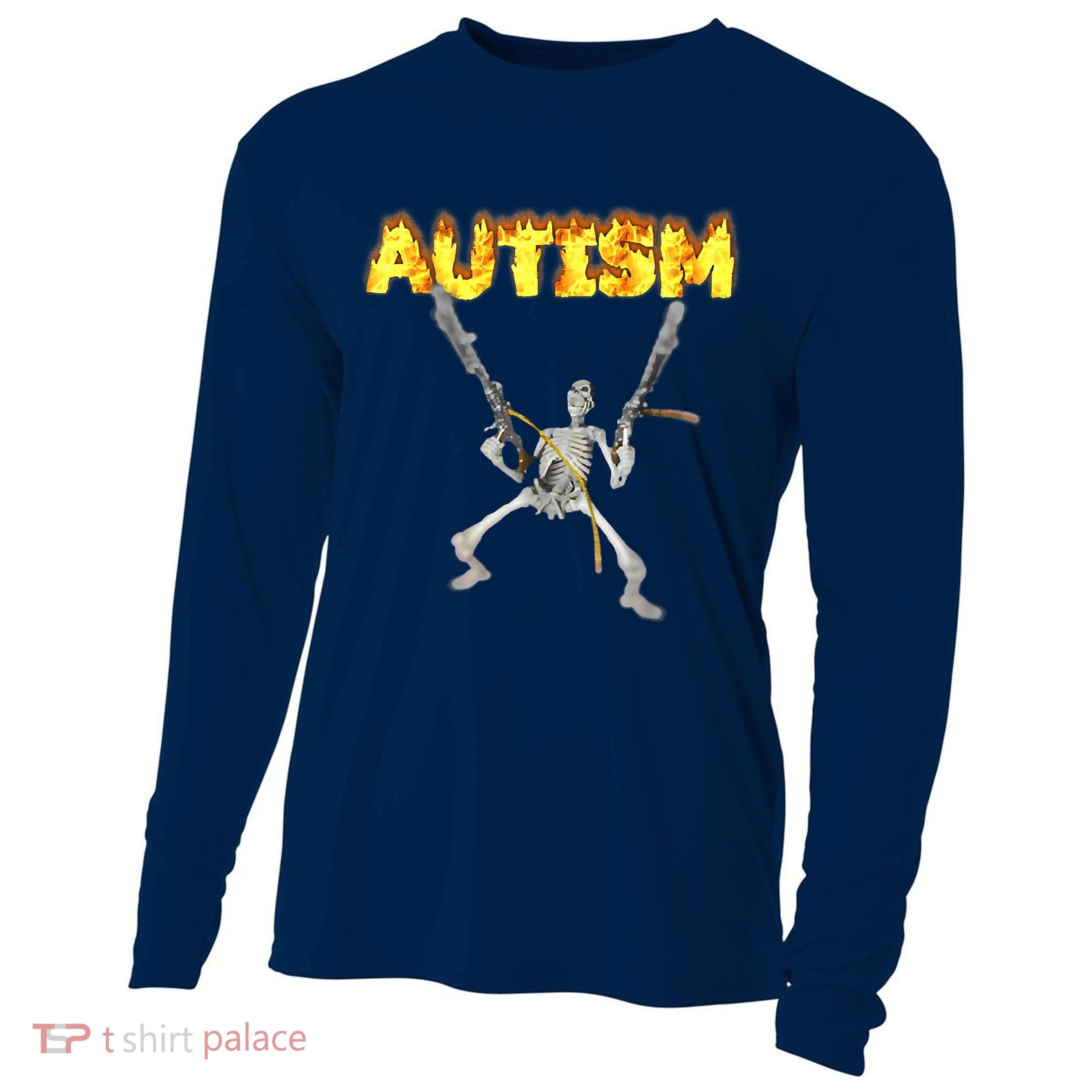 Autism Skeleton Meme Funny Cooling Performance Long Sleeve Crew